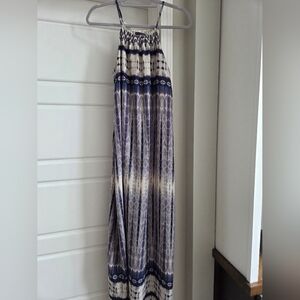 One Clothing Ombre Tye-dye Patterned Blue And Cream Maxi Dress